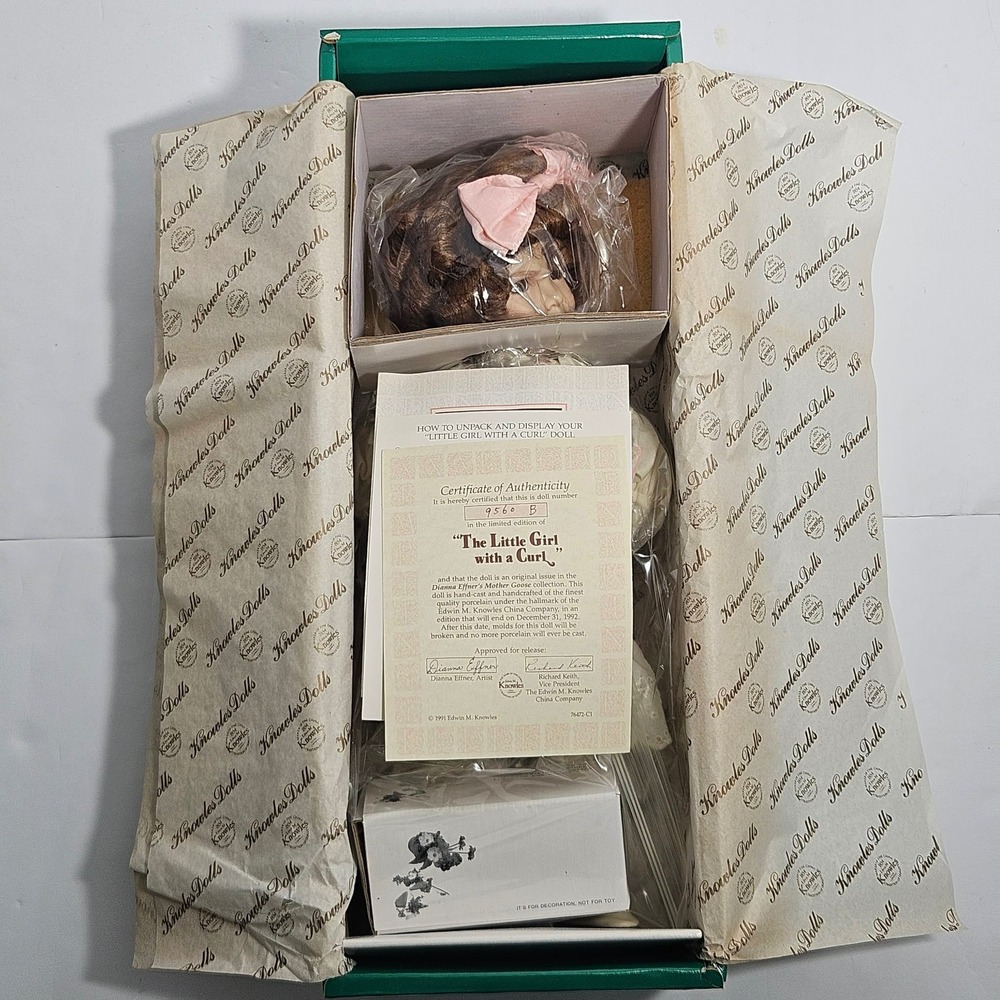 Knowles Dianna Effner Mother Goose The Little Girl with a Curl Porcelain Doll
